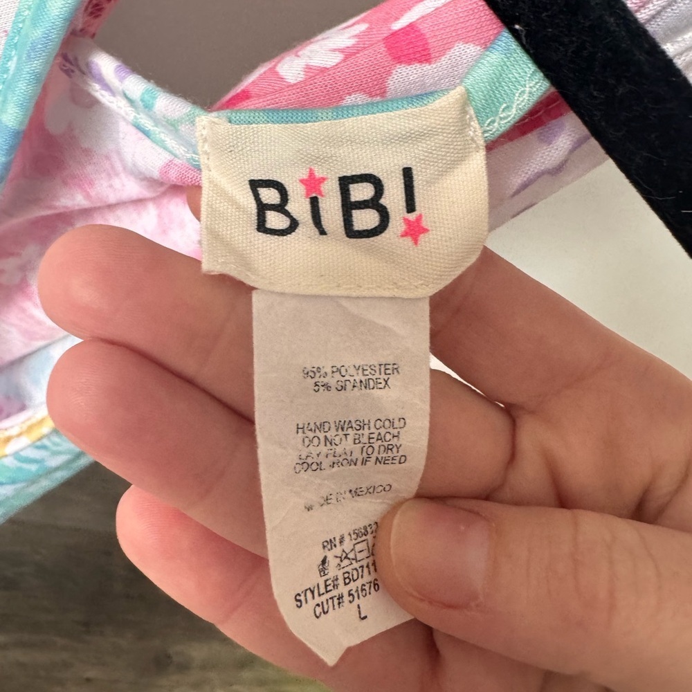 BiBi Pink and Mint Floral Halter Top - Picture 2 of 2